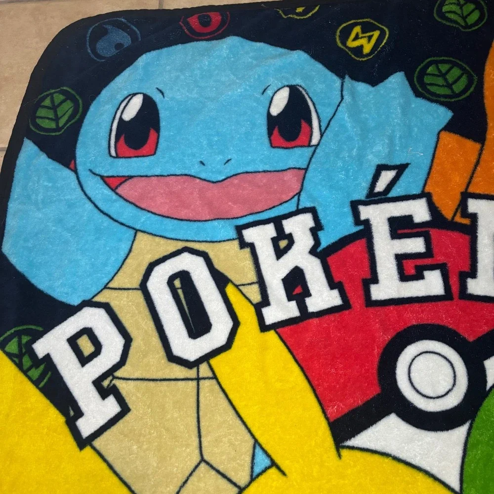 Pokemon Northwest Fleece Throw Blanket Pikachu Charmander Squirtle Bulbasaur
